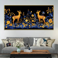 Modern Floral Deer Canvas Wall Abstract Luxury Painting for Home Interiors