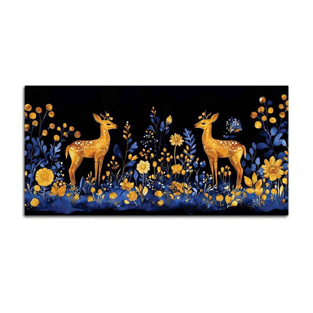 Modern Floral Deer Canvas Wall Abstract Luxury Painting for Home Interiors