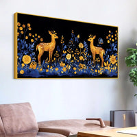 Modern Floral Deer Canvas Wall Abstract Luxury Painting for Home Interiors