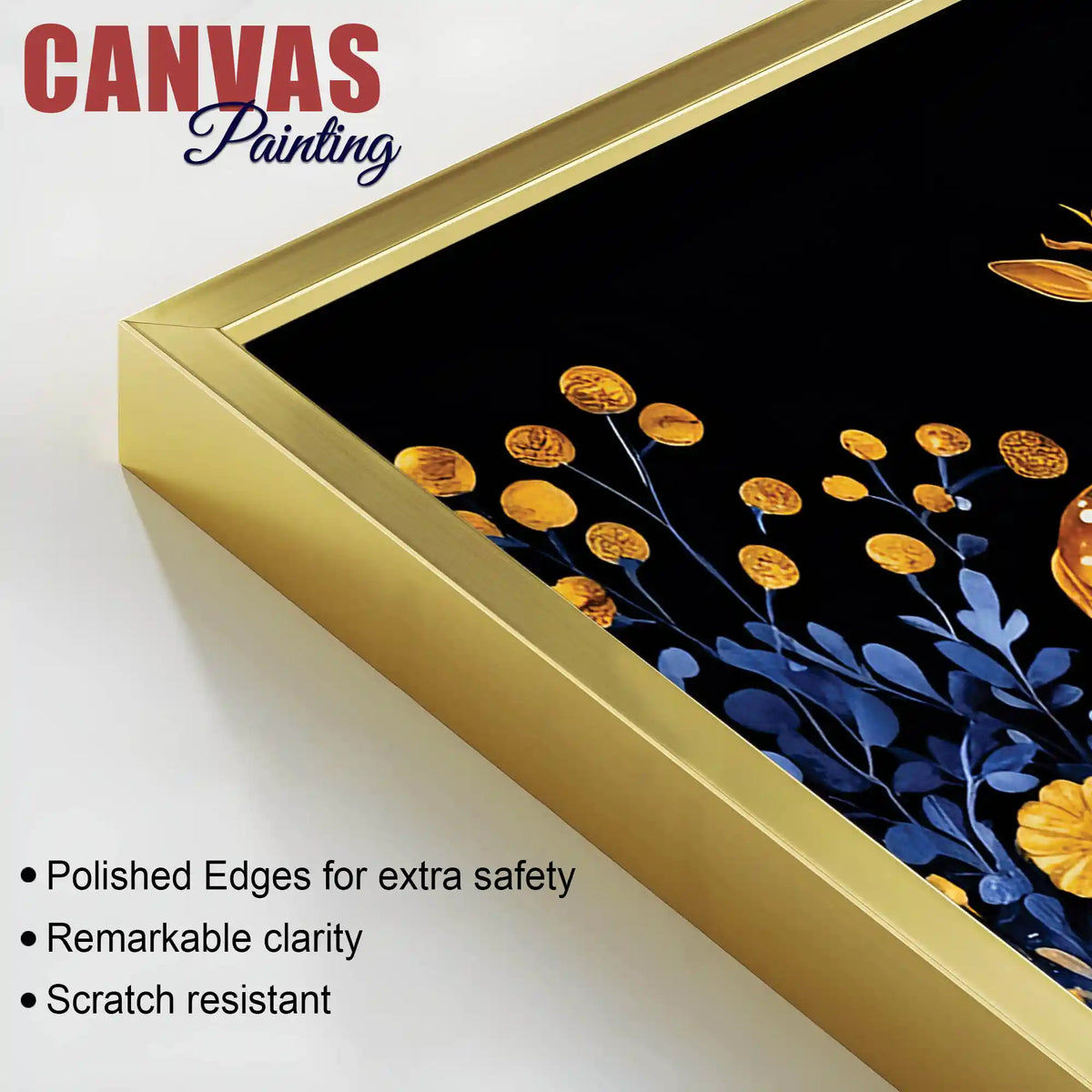 Modern Floral Deer Canvas Wall Abstract Luxury Painting for Home Interiors