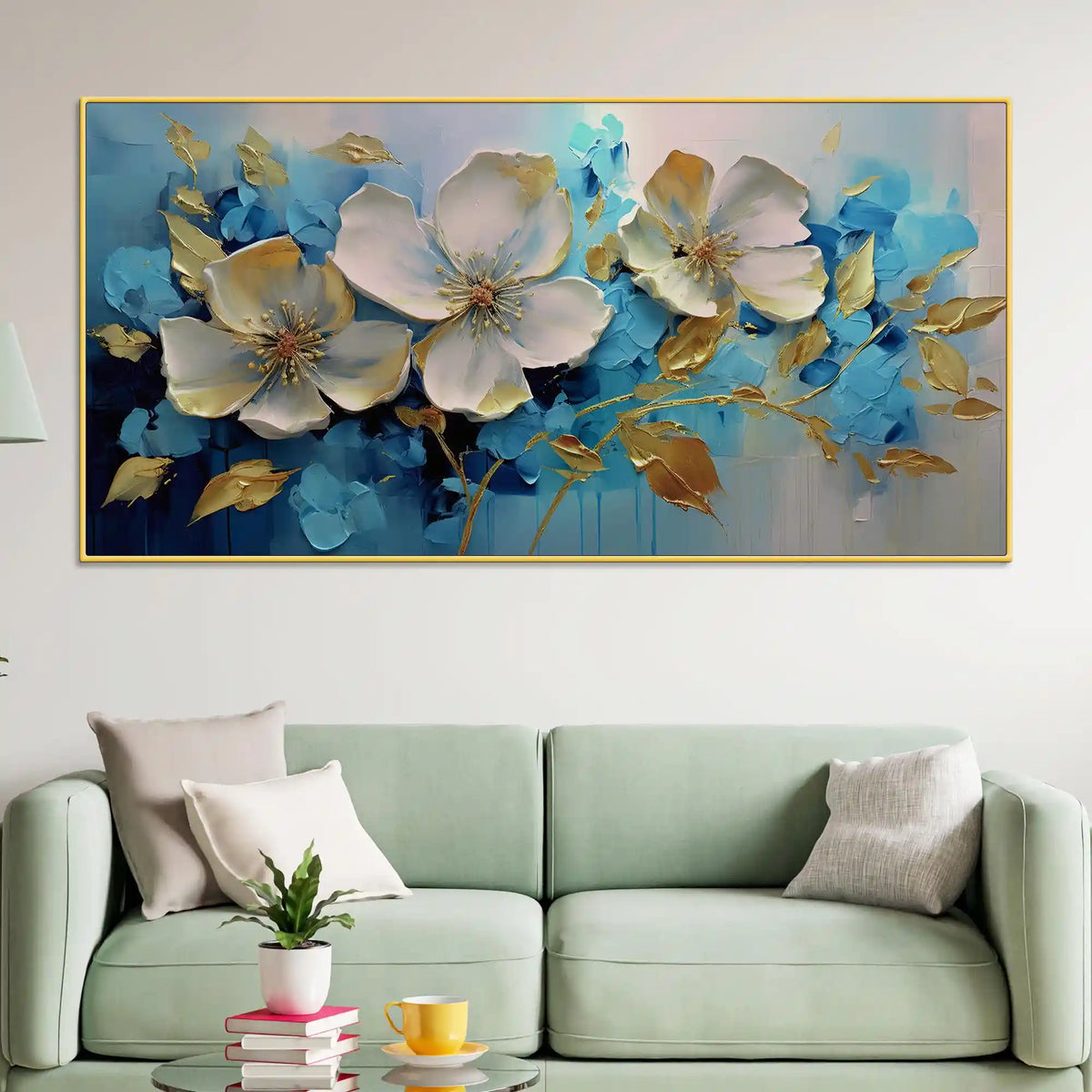 Modern Flower Abstract Canvas Wall Decor Painting for Office