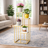 Modern Four Tier Square Storage Metal Stand with Golden Finish