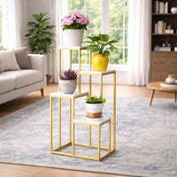 Modern Four Tier Square Storage Metal Stand with Golden Finish