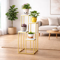 Modern Four Tier Square Storage Metal Stand with Golden Finish