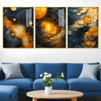 Modern Geometric Elegance Floating Acrylic Painting Set of 3