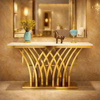 Modern Glam Console Table with Designer Gold Base