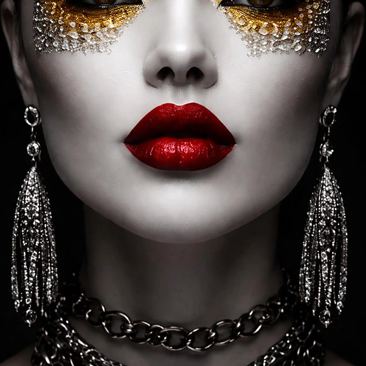 Modern Glam Face Art Floating Frame Crystal Wall Painting