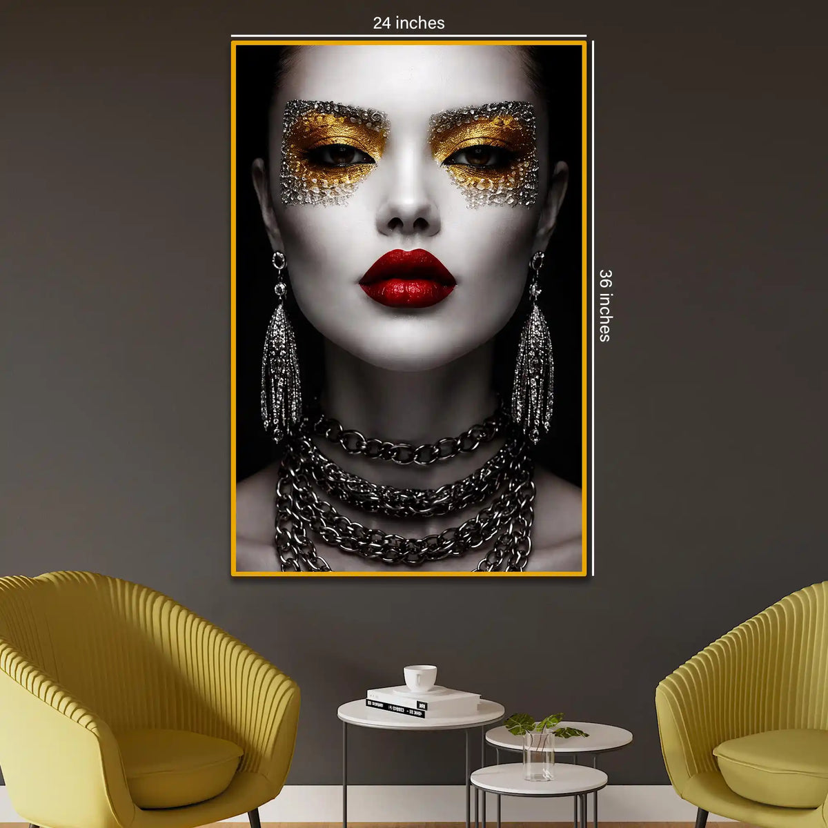 Modern Glam Face Art Floating Frame Crystal Wall Painting
