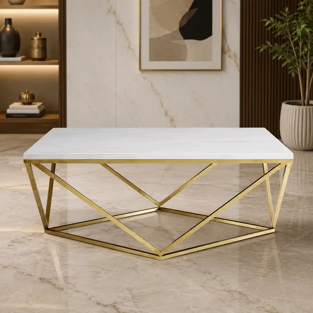 Modern Glam Square Center Table for Home Décor