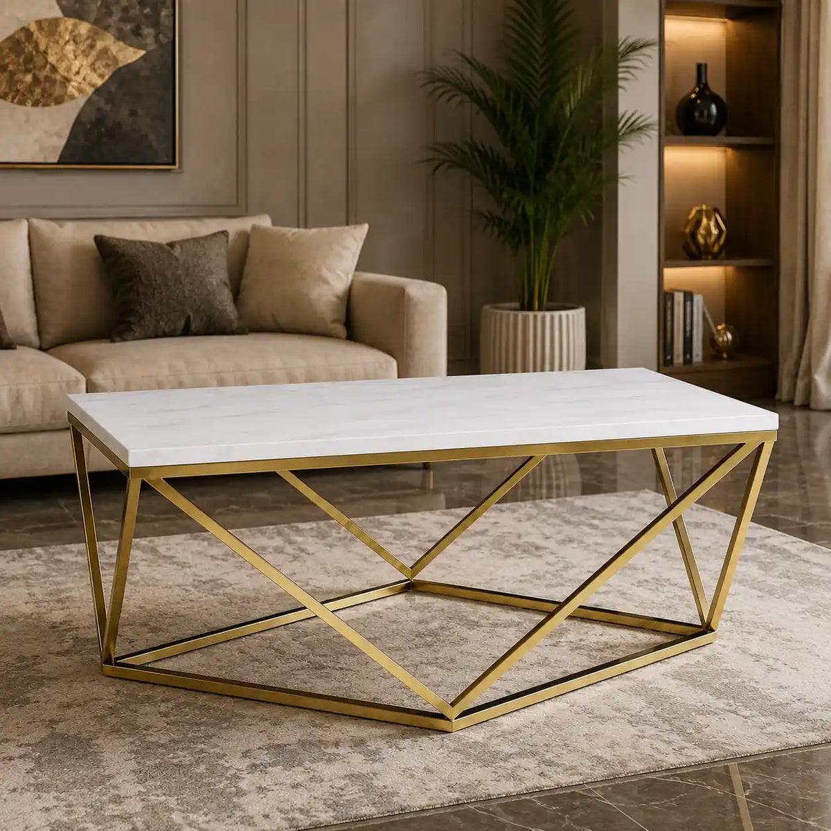 Modern Glam Square Center Table for Home Décor