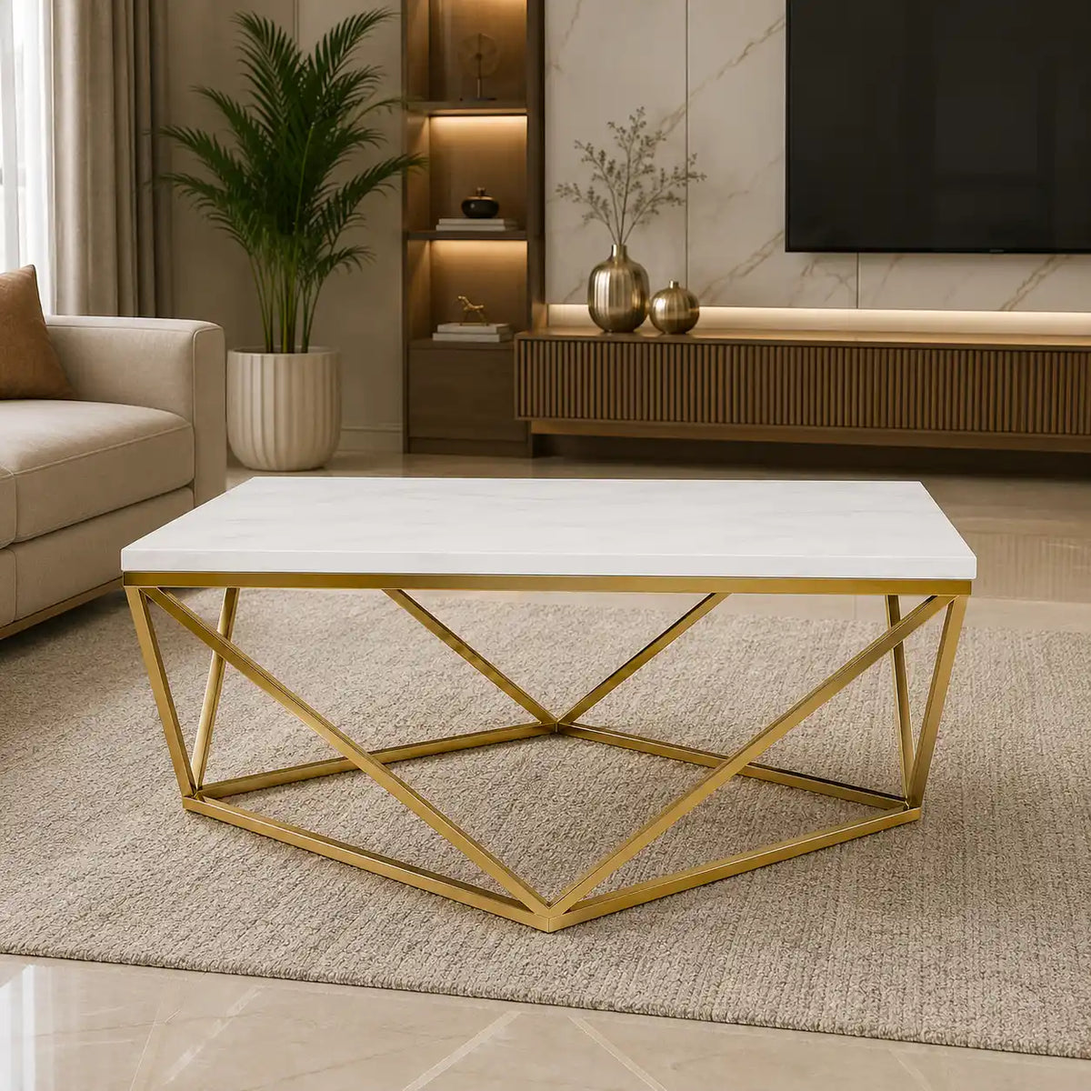 Modern Glam Square Center Table for Home Décor