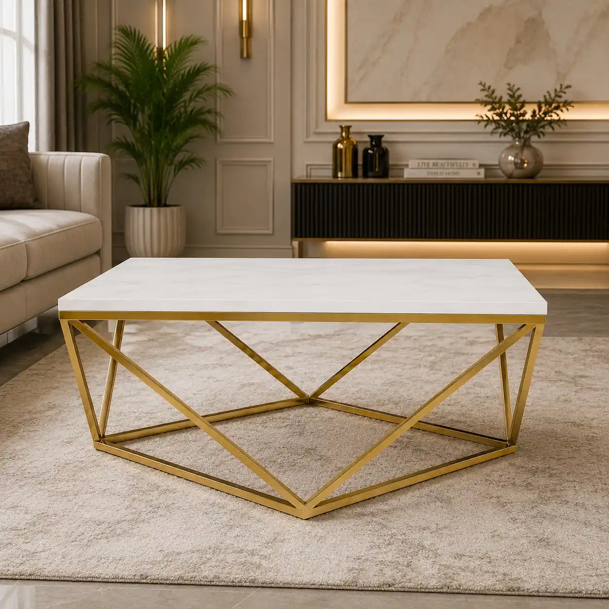 Modern Glam Square Center Table for Home Décor