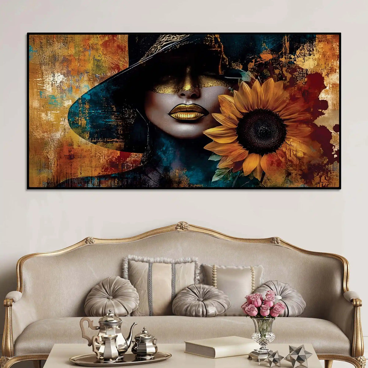 Modern Glam Woman Canvas Painting for Luxury Interiors