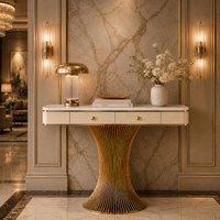 Modern Gold Pedestal Console Table