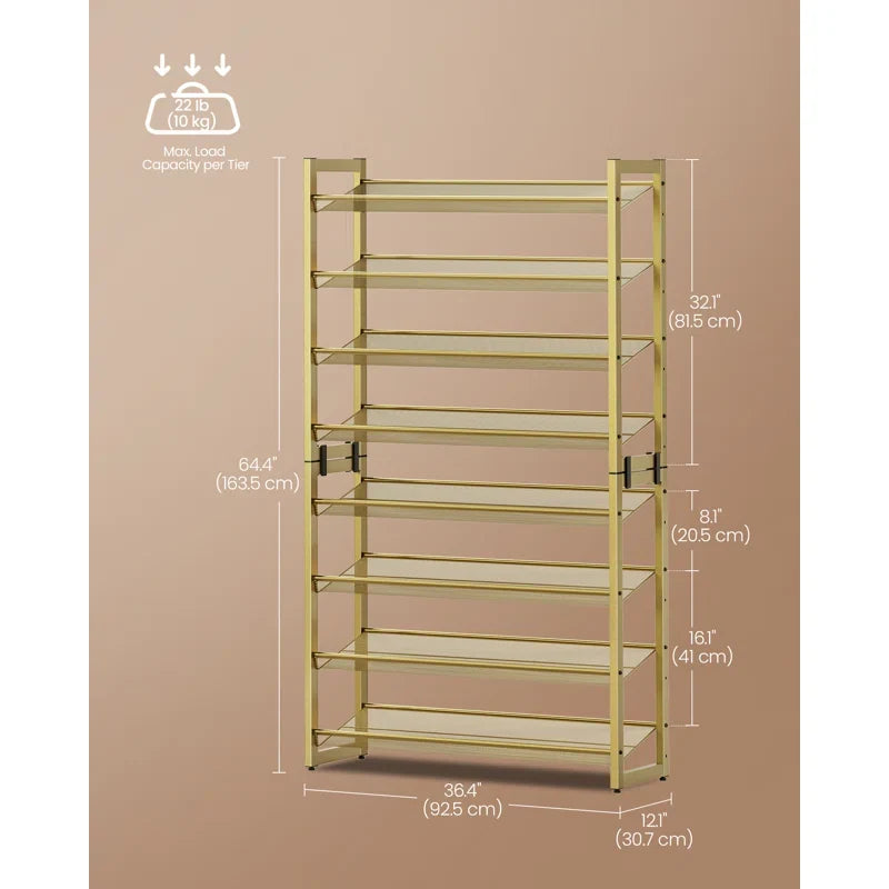 Modern Gold Shoe Rack Tower for Organized Footwear Storage