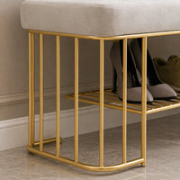 Modern Gray Velvet Entryway Bench with Shoe Rank