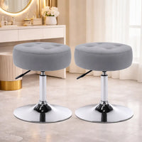 Modern Grey Adjustable Vanity Stool with Tufted Cushion