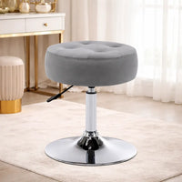 Modern Grey Adjustable Vanity Stool with Tufted Cushion