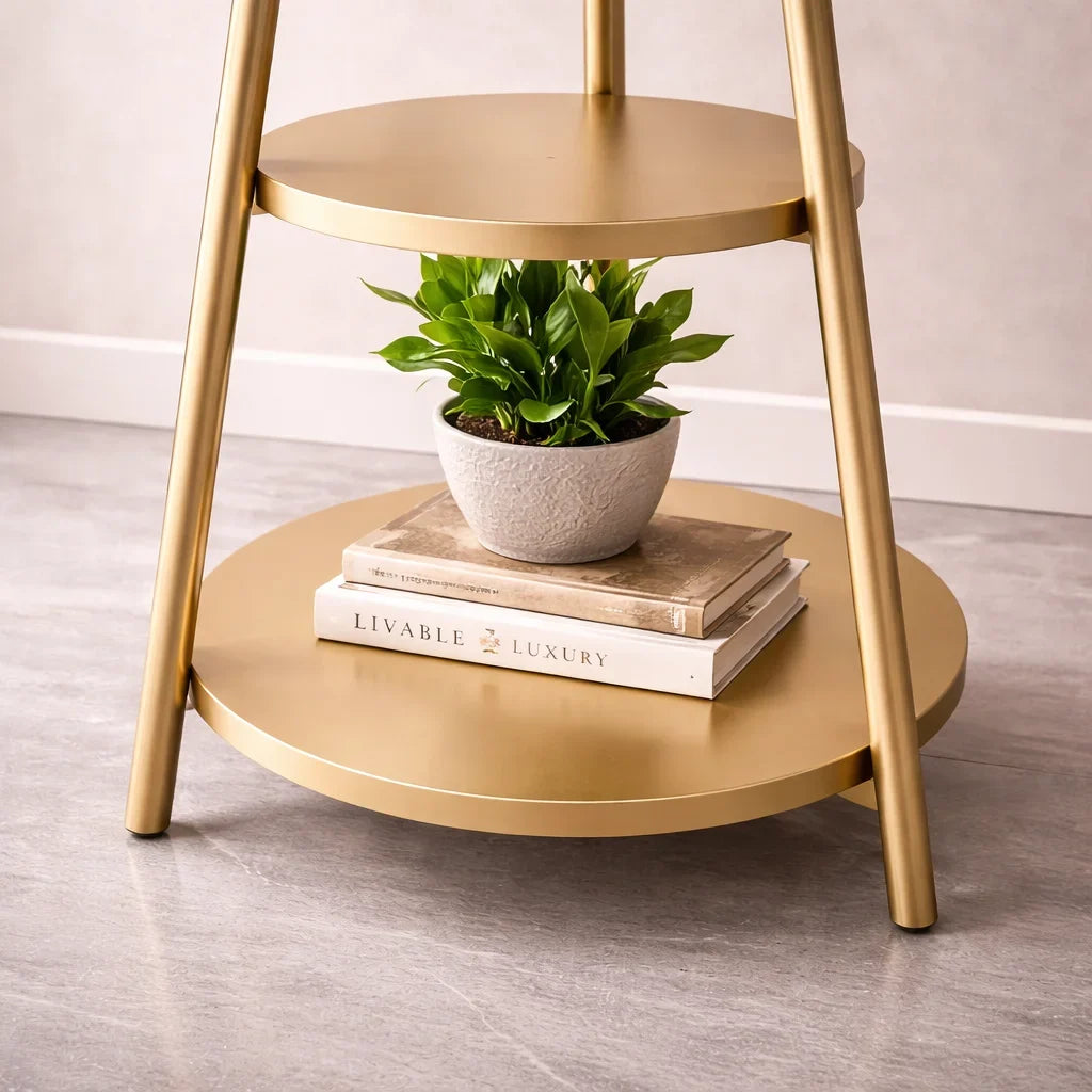 Modern Hall Side Table with Marble Slab X Base