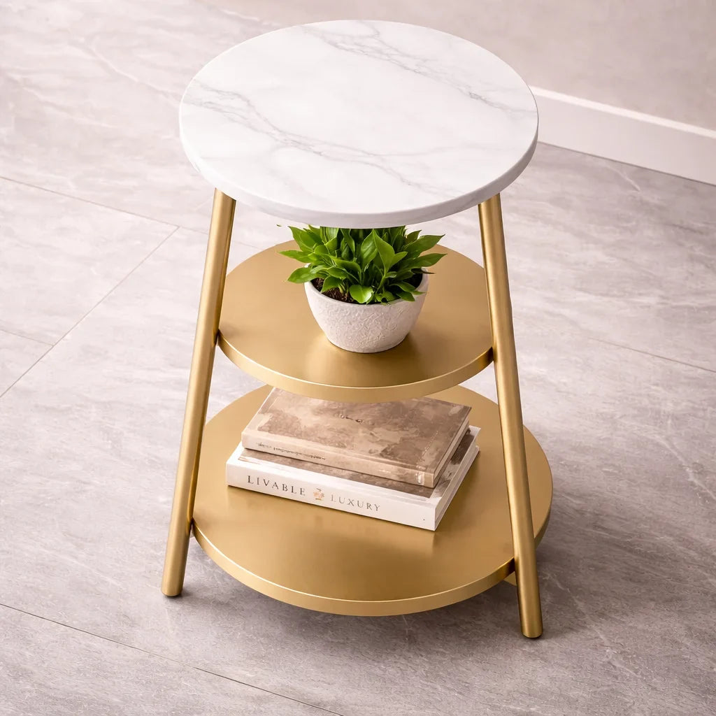 Modern Hall Side Table with Marble Slab X Base
