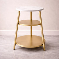 Modern Hall Side Table with Marble Slab X Base