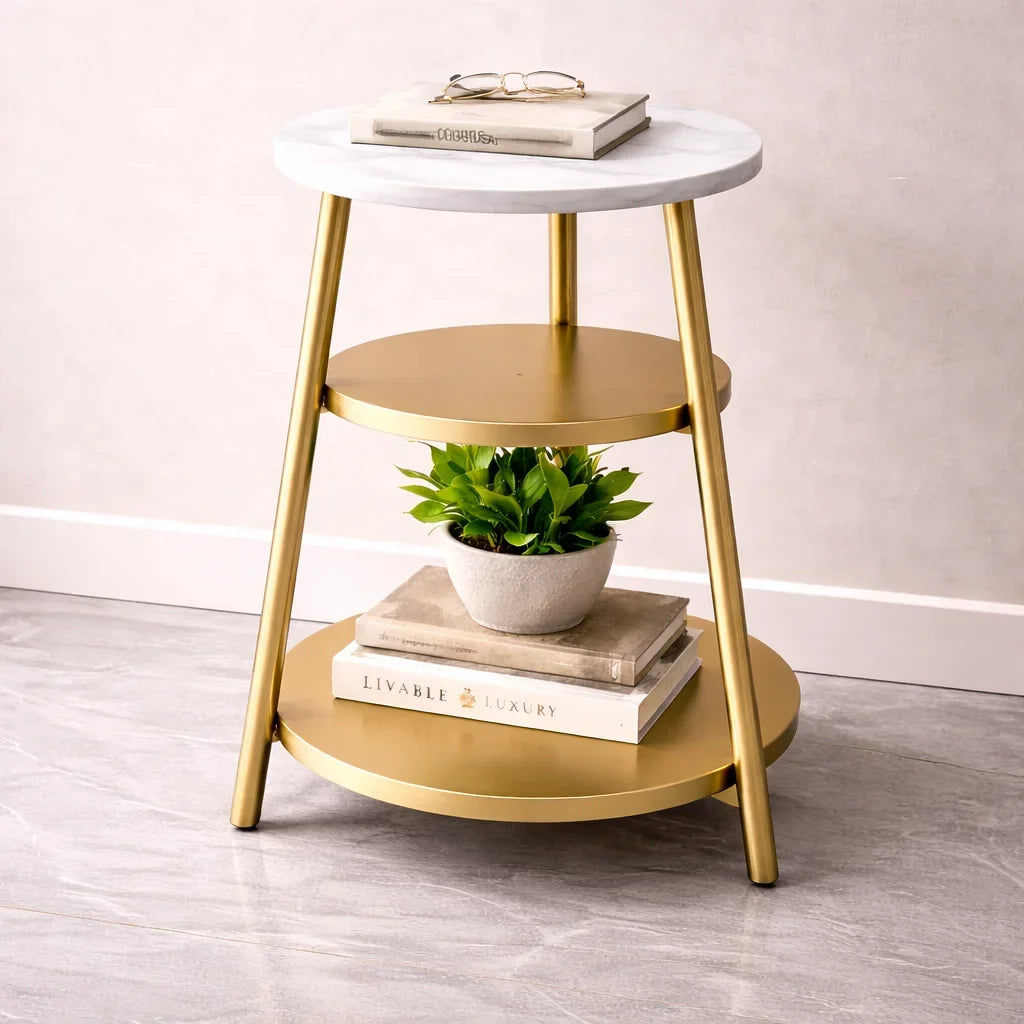 Modern Hall Side Table with Marble Slab X Base