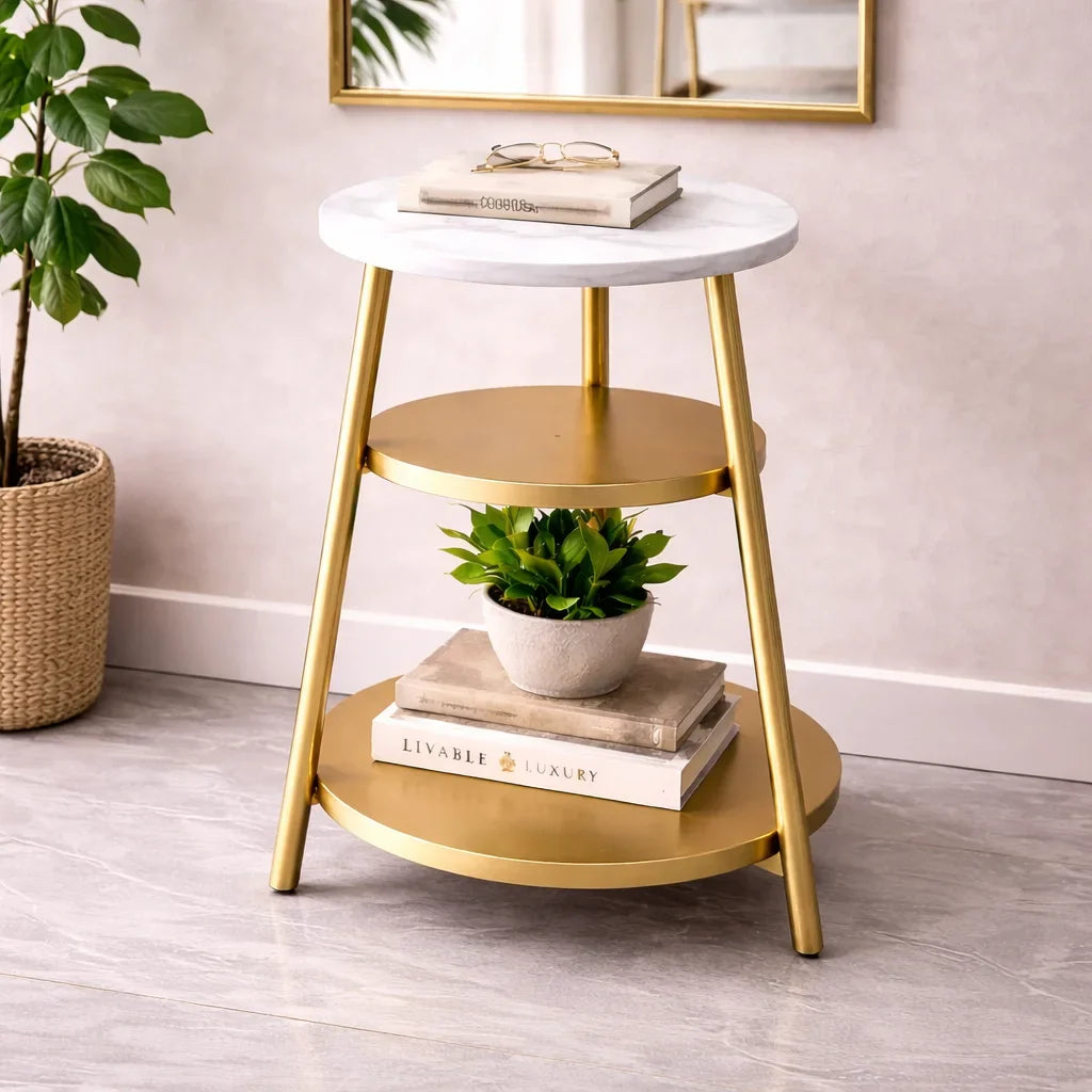 Modern Hall Side Table with Marble Slab X Base
