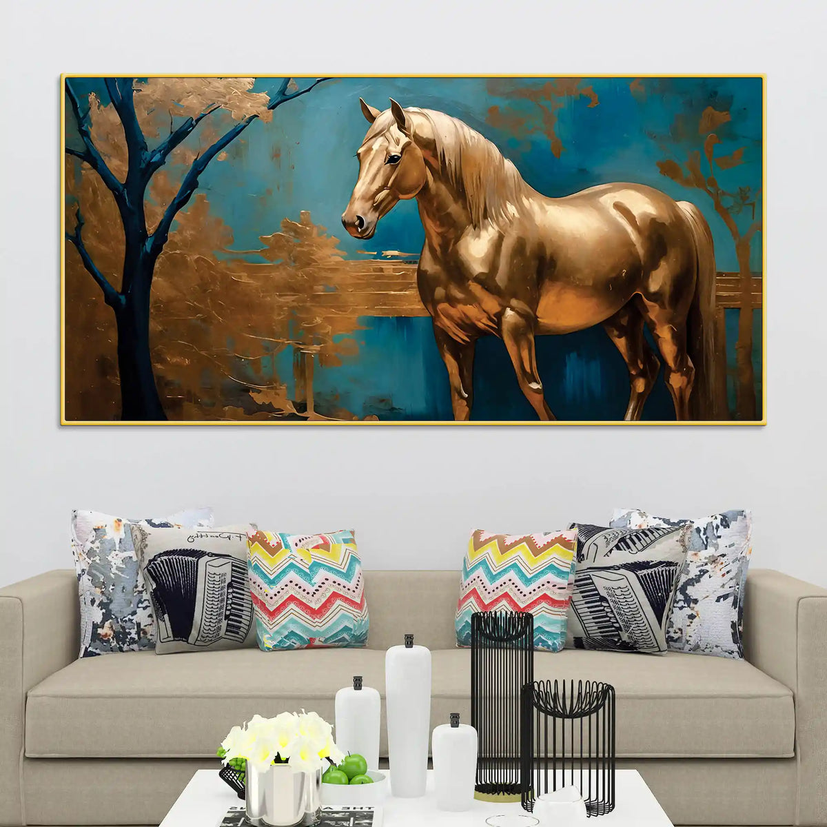 Modern Horse Canvas Wall Abstract Painting for Home Interiors