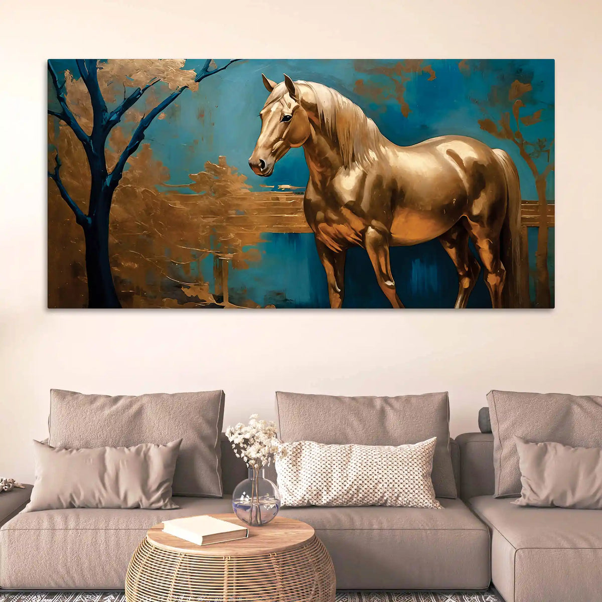 Modern Horse Canvas Wall Abstract Painting for Home Interiors