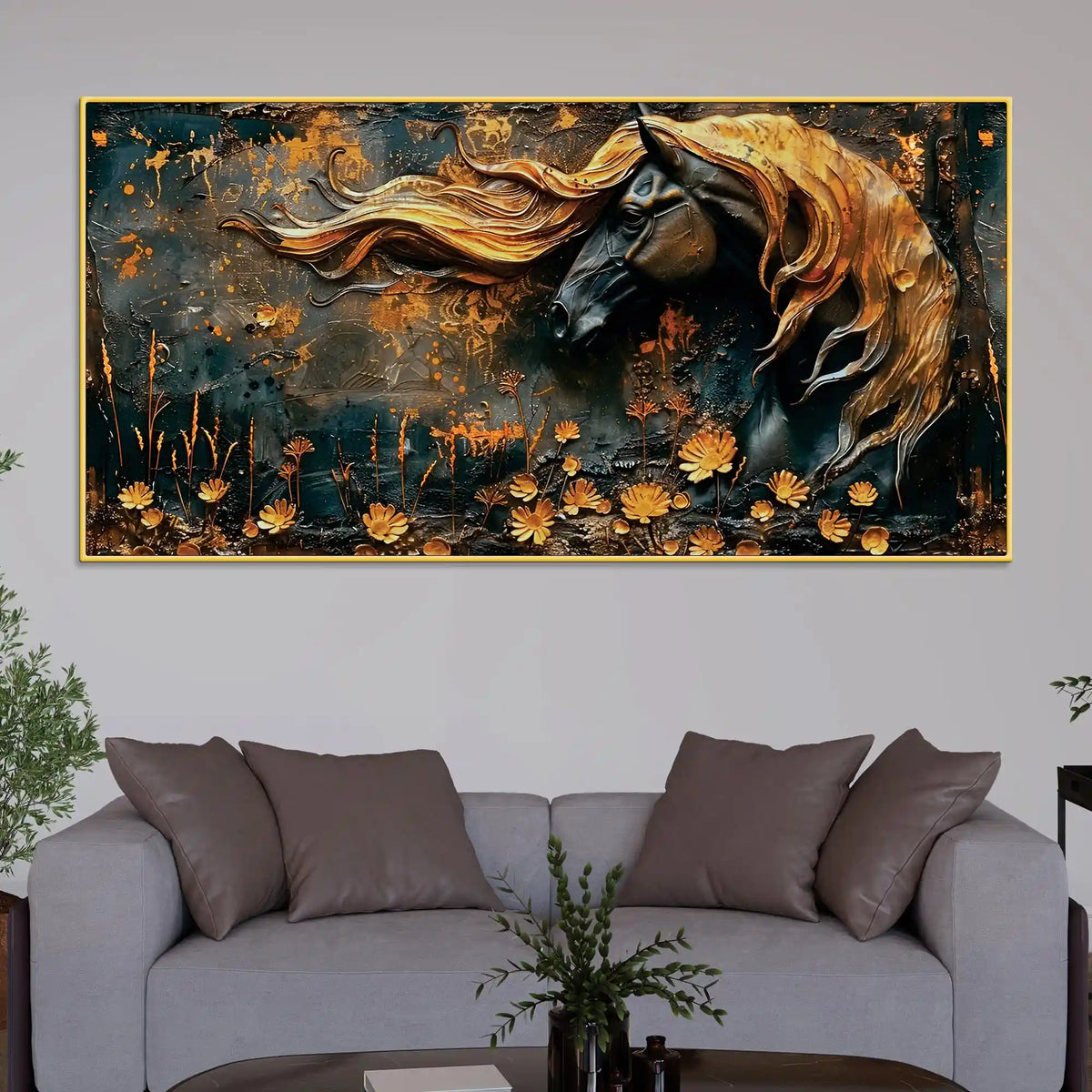 Modern Horse Canvas Wall Art Abstract Painting for Home Interiors