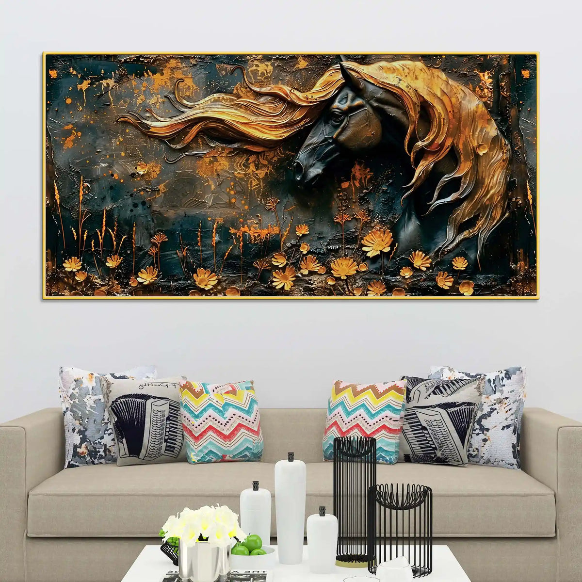 Modern Horse Canvas Wall Art Abstract Painting for Home Interiors