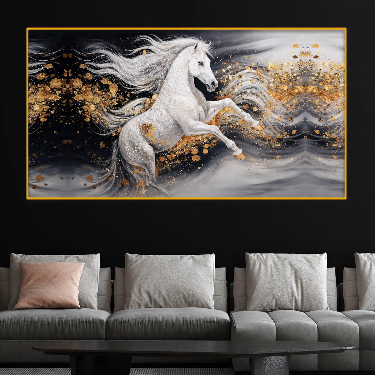 Modern Horse Crystal Glass Painting for Premium Décor