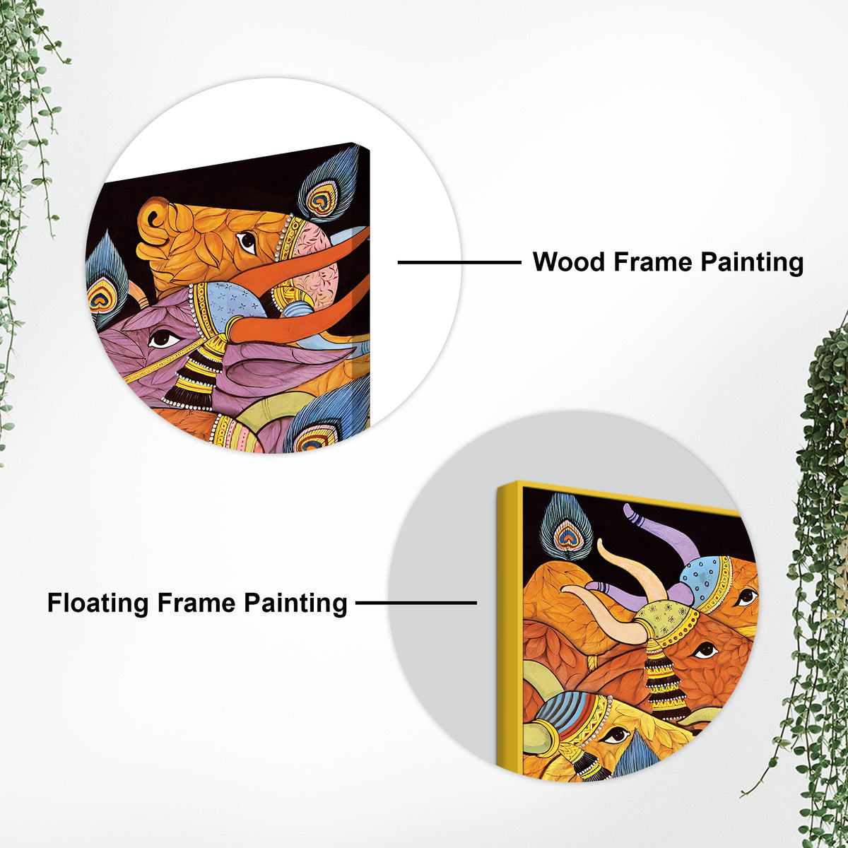 Modern Indian Folk Cow Canvas Wall Painting