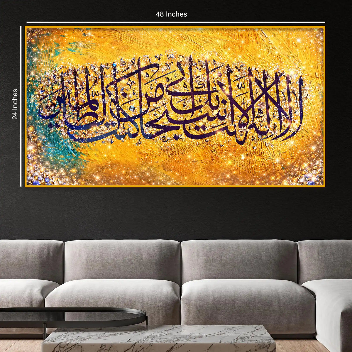 Modern Islamic Wall Art Arabic Calligraphy Design Crystal Glass Wall Painting