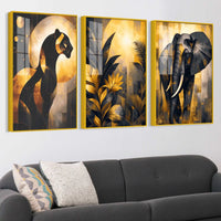 Modern Jungle Inspired Acrylic wall Painting Set of 3