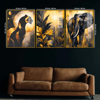 Modern Jungle Inspired Acrylic wall Painting Set of 3