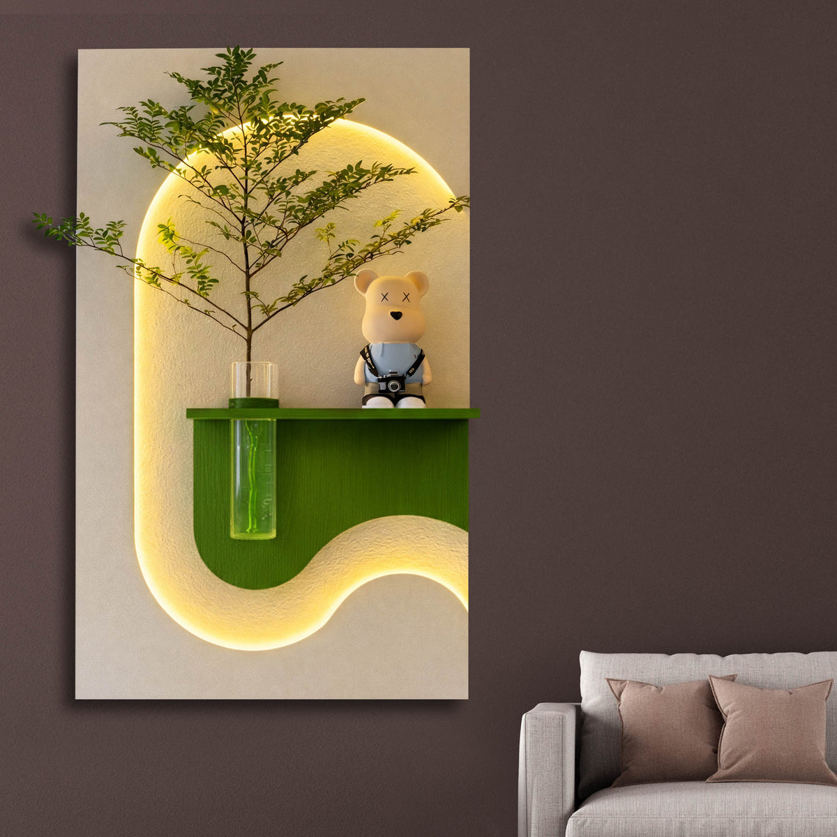 Modern LED Accent Wall Décor with vase