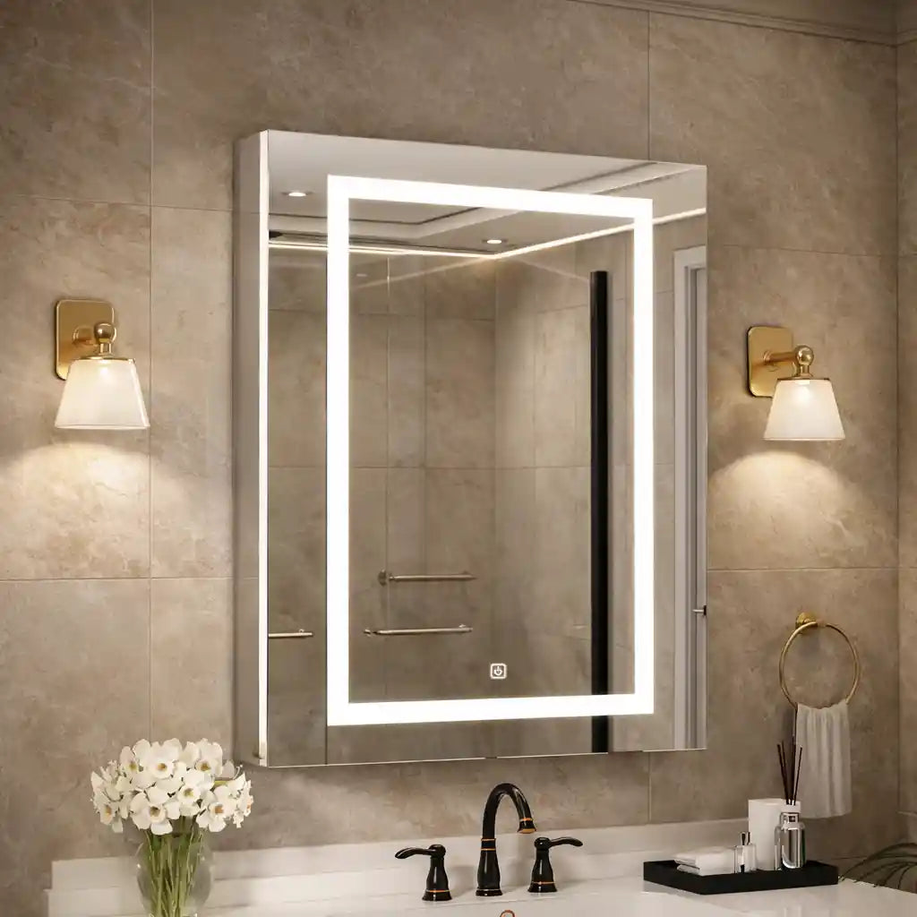 Modern LED Vanity Mirror Cabinet with Rectangular Light Frame