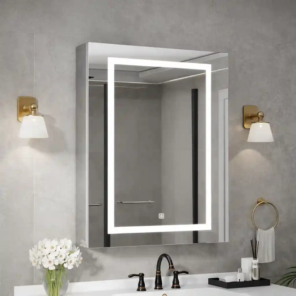 Modern LED Vanity Mirror Cabinet with Rectangular Light Frame