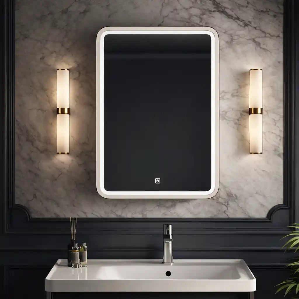 Modern LED Vanity Mirror Cabinet with Smooth Corners and Storage
