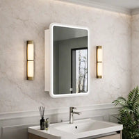 Modern LED Vanity Mirror Cabinet with Smooth Corners and Storage