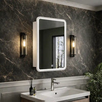 Modern LED Vanity Mirror Cabinet with Smooth Corners and Storage
