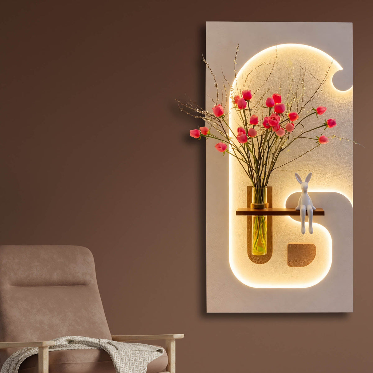 Modern LED Wall Decor with Vase Holder Decor
