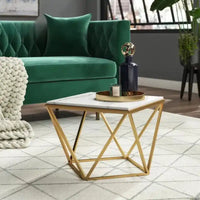 Modern Living Room Table with Marble Finish Top