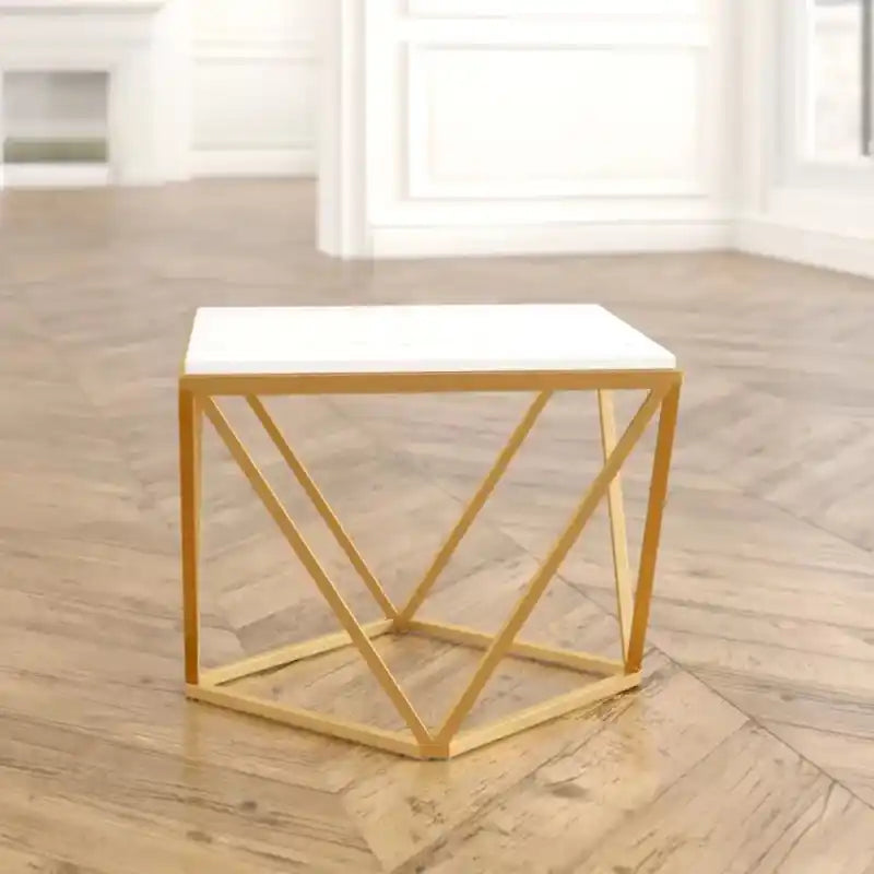 Modern Living Room Table with Marble Finish Top