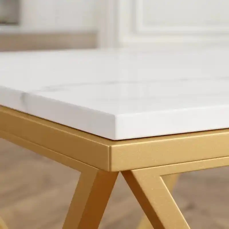 Modern Living Room Table with Marble Finish Top