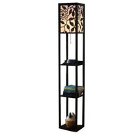 Modern Look Wooden Floor Lamp With Shelf For Living Room, Bedroom