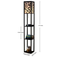 Modern Look Wooden Floor Lamp With Shelf For Living Room, Bedroom