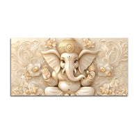 Modern Lord Ganesha Floral Canvas Painting – Auspicious Wall Art