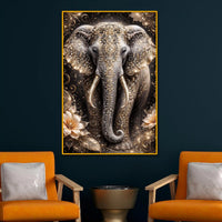 Modern Luxury Elephant Wall Art Floating Frame Crystal Wall Painting